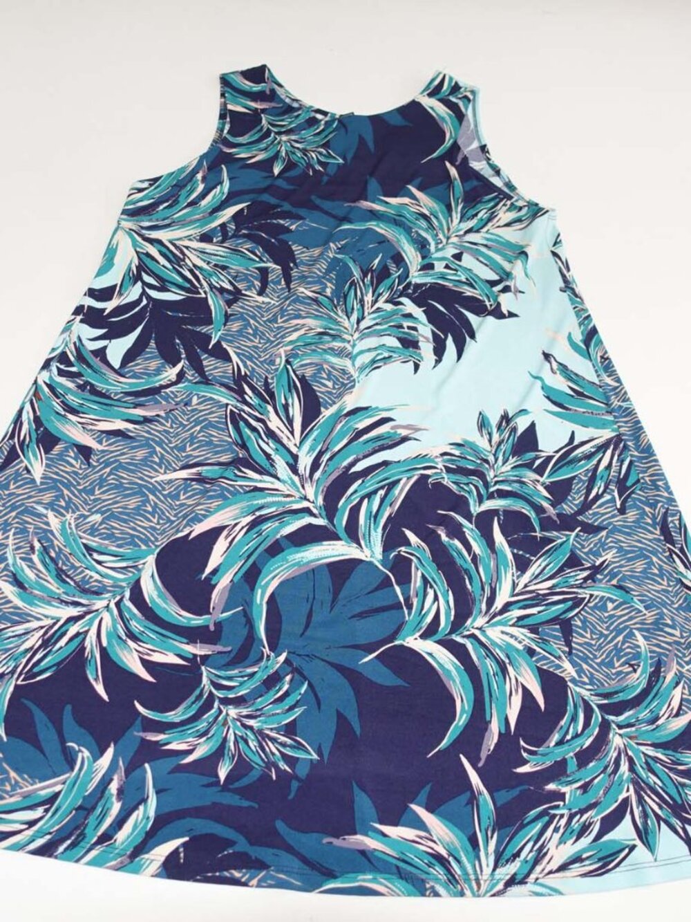 Clara Sun Woo Women's Sleeveless A-Line Dress Size Large Blue Green Pink Floral